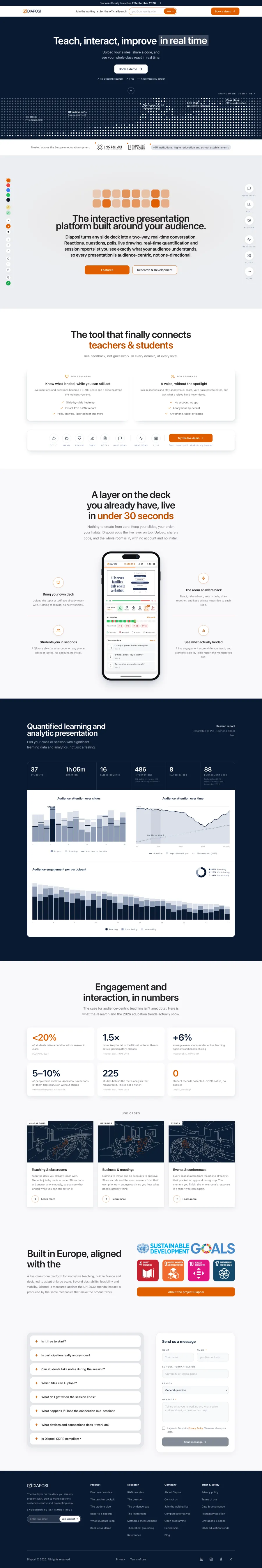 Example site for an online platform: product showcase and sign-up